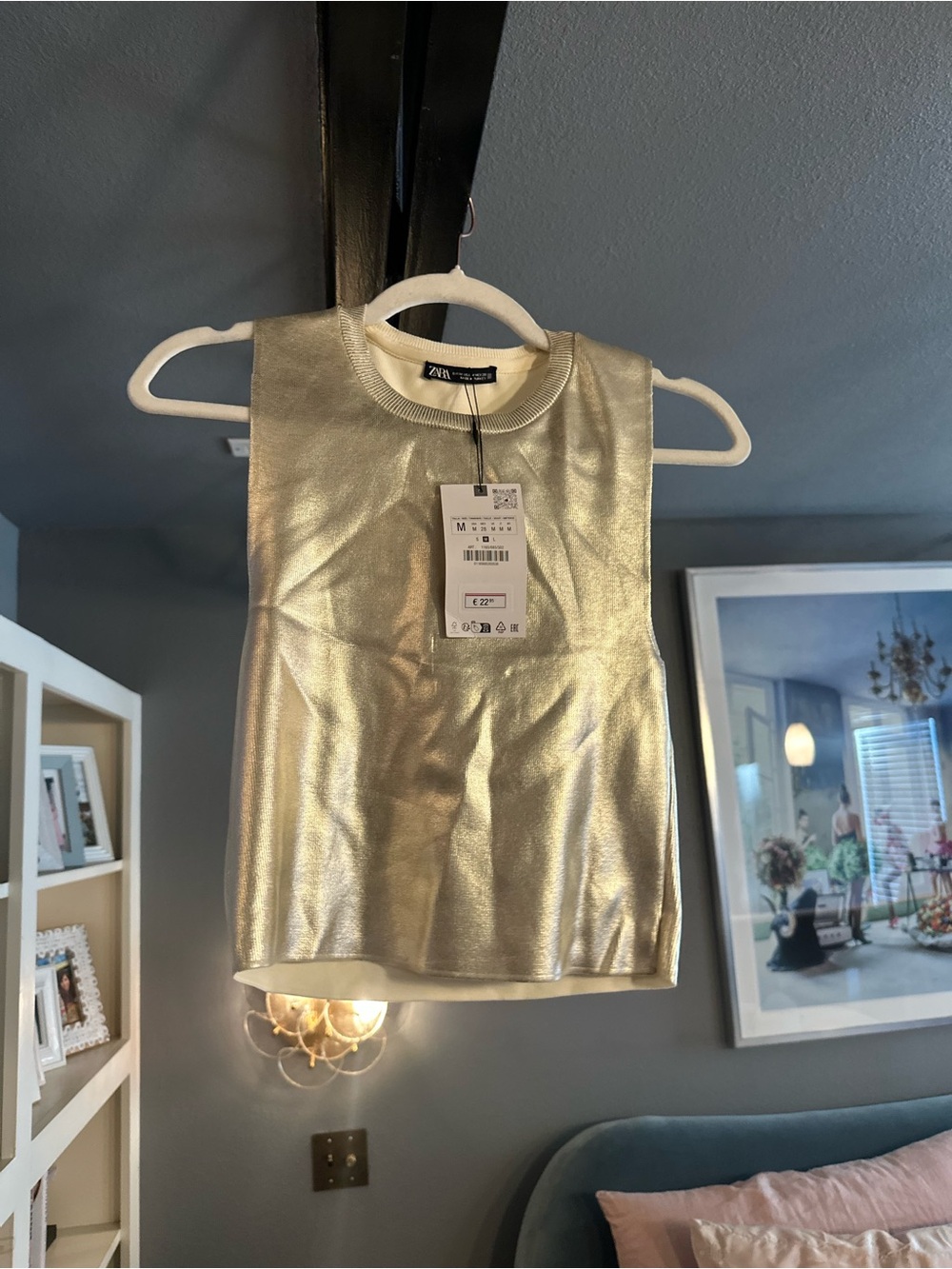 Zara Shimmering Gold Sleeveless Tank